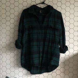 Green And Black Plaid Buttondown Shirt